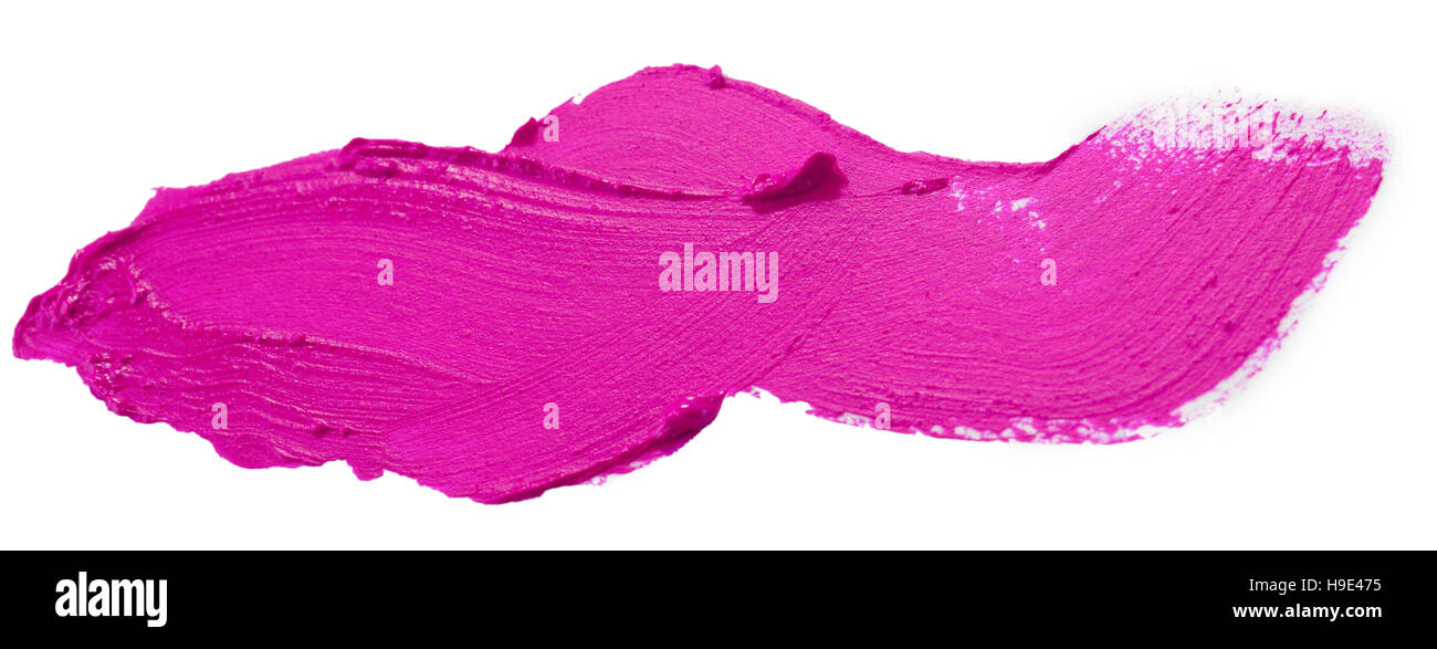 dunkel rosa Lippenstift Strich auf dem weißen Hintergrund isoliert. Stockfoto
