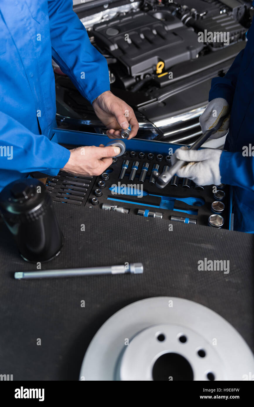 Professioanl Mechanik, Werkzeuge in Ordnung Stockfoto