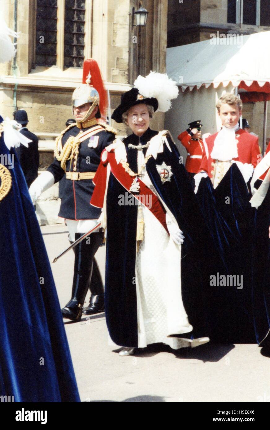 Die Reihenfolge der das Strumpfband Zeremonie Prozession WINDSOR CASTLE Juni 1992 Stockfoto