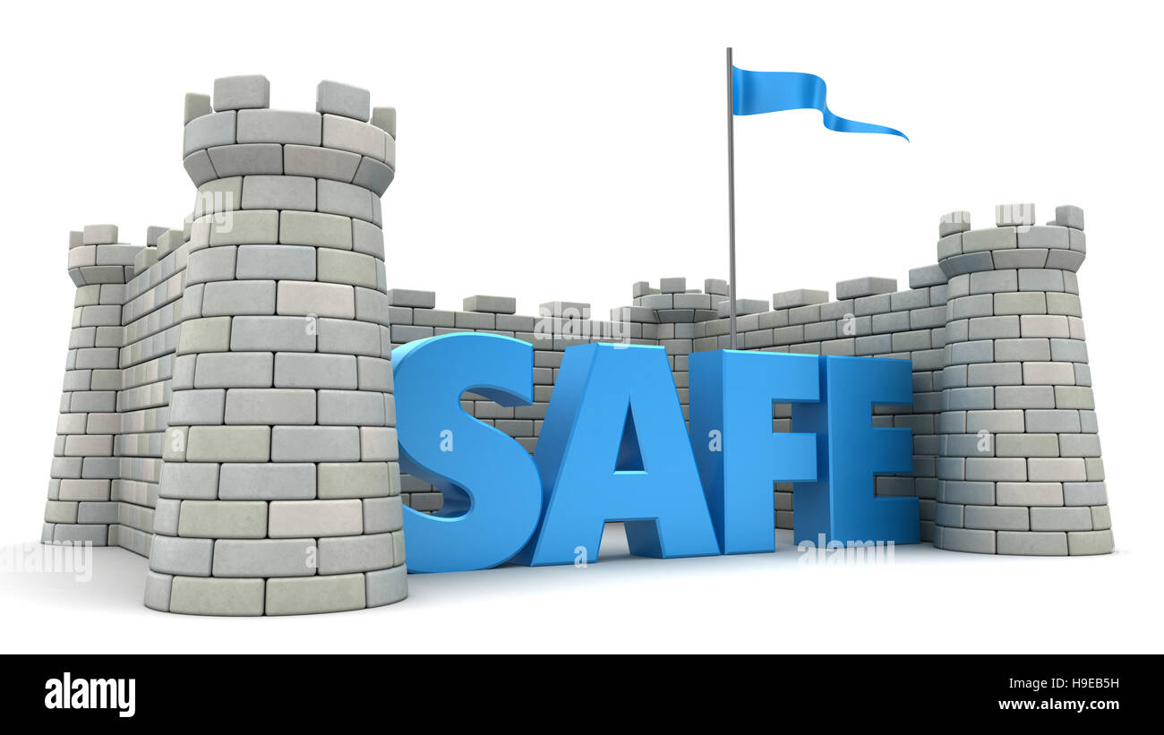 3D Darstellung der Festung, Sicherheitskonzept Stockfoto