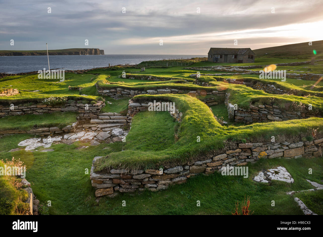 Pictish und Skandinavier Regelung bleibt auf Brough of Birsay, ein Gezeiten-Insel aus NW Mainland Orkney, Schottland, UK Stockfoto