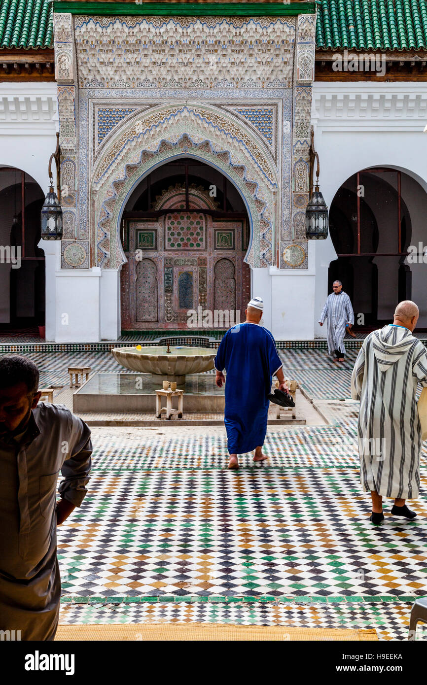 Der Innenhof von der Al Karaouine Moschee, Fes el Bali, Fes, Marokko Stockfoto