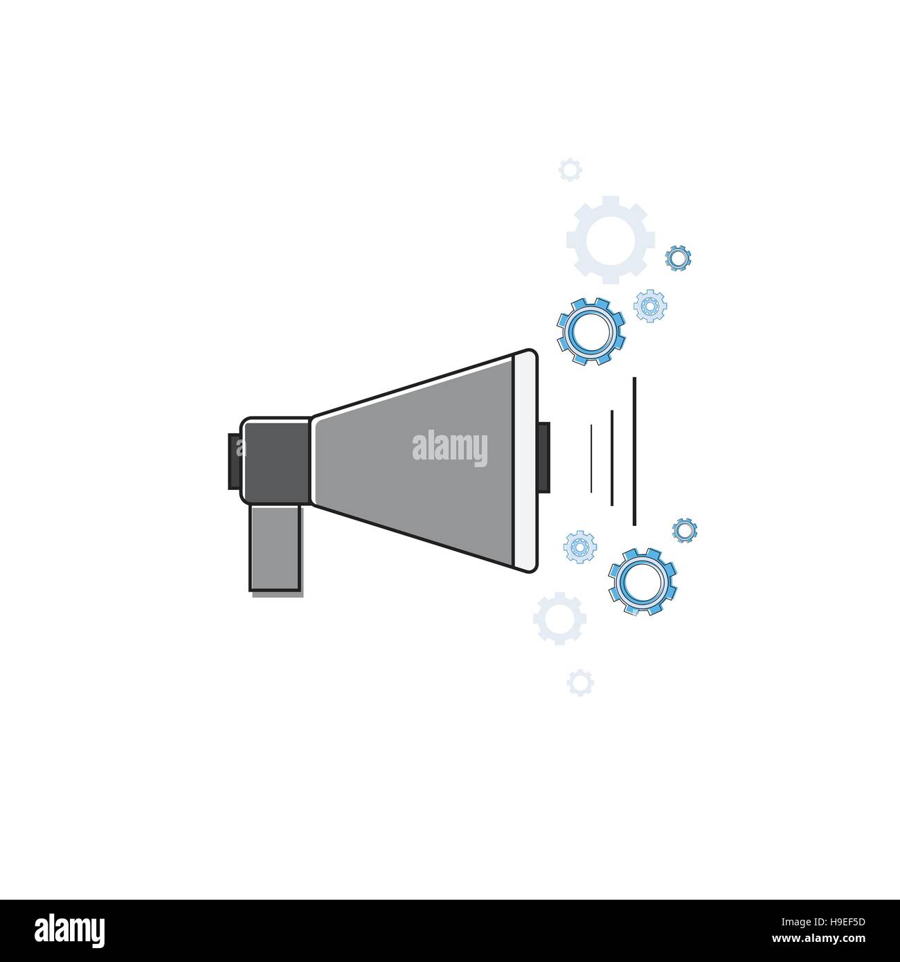 Megaphon digitalen e-Mail-Marketing-Symbol dünne Linie Stock Vektor