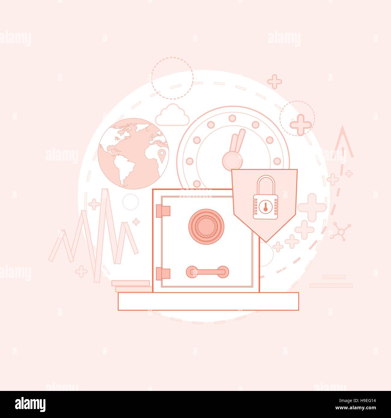 Sicher Sicherheit Banking Geld sparen Speicher Stock Vektor