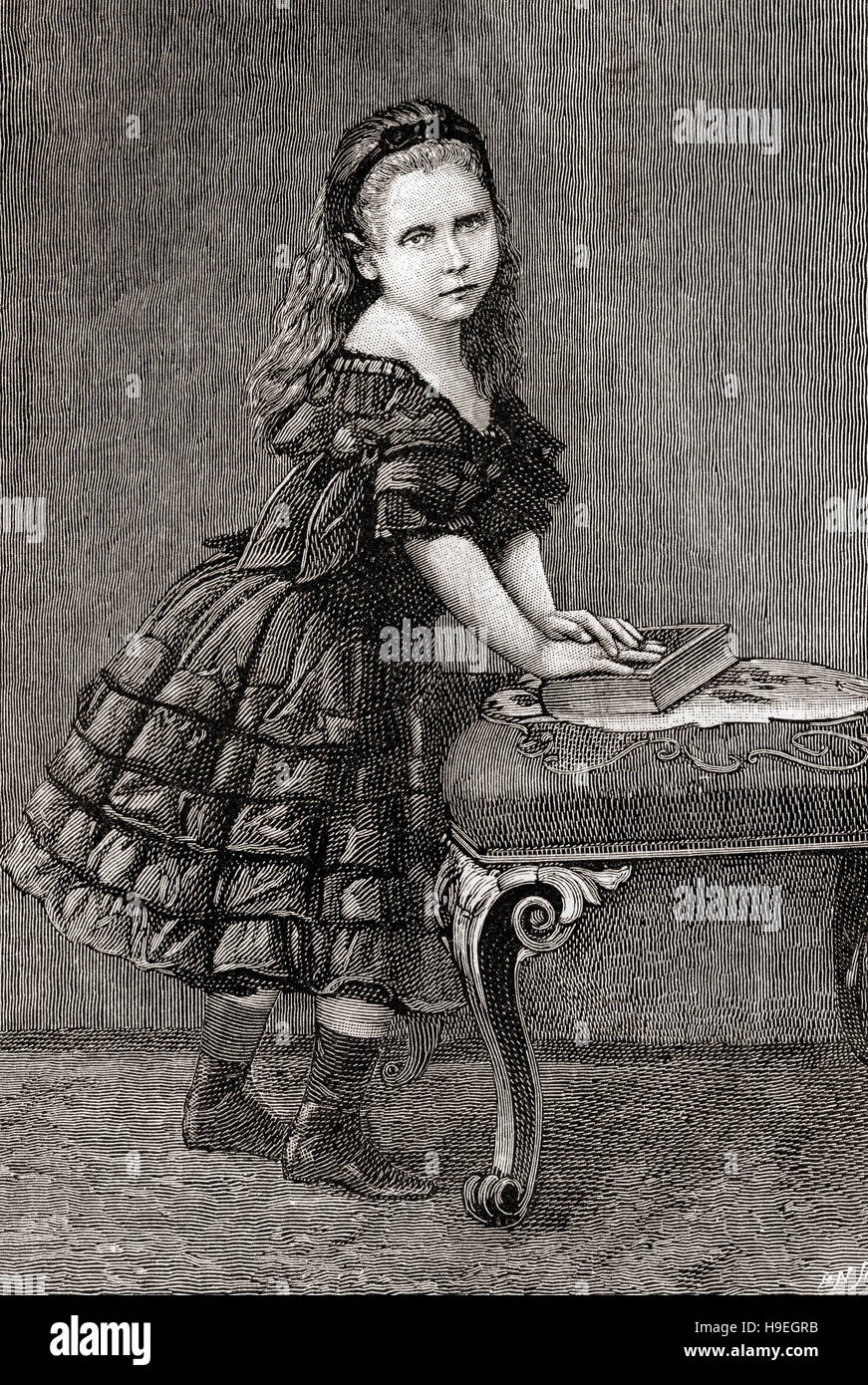 Prinzessin Beatrice von Großbritannien, später Prinzessin Henry von Battenberg, 1857 – 1944.  Fünfte Tochter und jüngste Kind von Königin Victoria und Prinz Albert. Sehen Sie hier 4 Jahre. Stockfoto