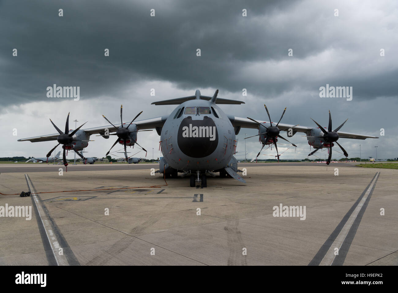 Transportflugzeug Airbus A400M Atlas. Royal Airforce Militärflugzeuge. Stockfoto