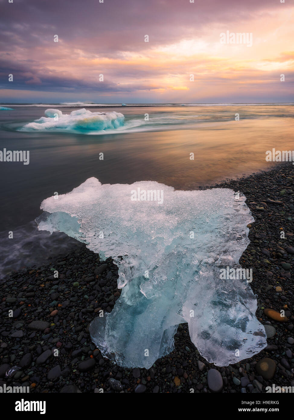 Jökulsárlón Strand Stockfoto