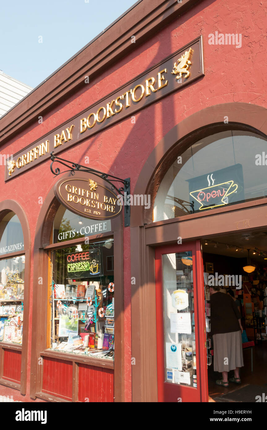 Der Griffin Bay Buchhandlung in Friday Harbor, San Juan Island, Washington, USA. Stockfoto