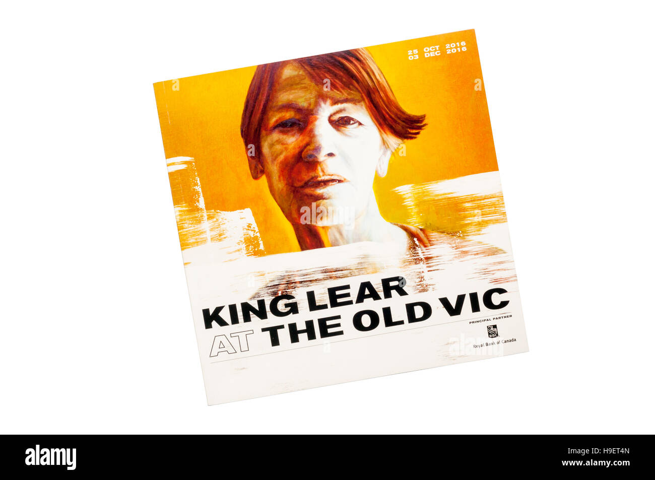 Programm für die 2016 Produktion von König Lear von William Shakespeare am Old Vic, Glenda Jackson als Lear Darsteller. Stockfoto