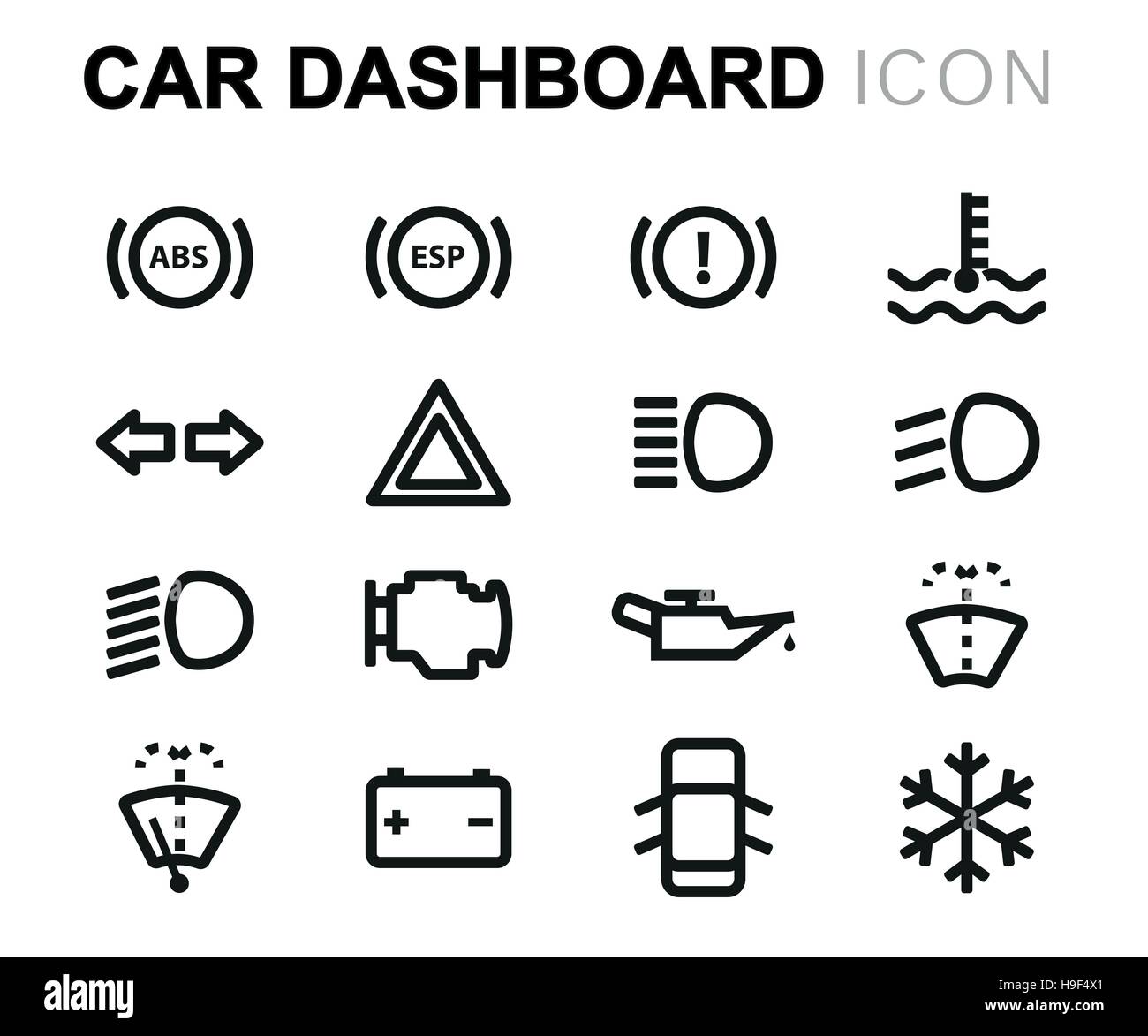 Dashboard warning light Stock-Vektorgrafiken kaufen - Alamy