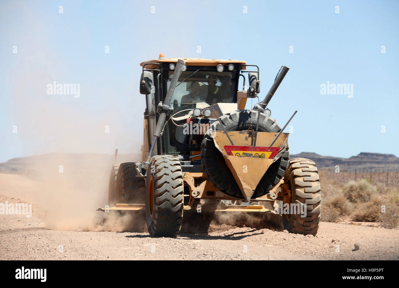 Road Grader in Namibia Stockfoto