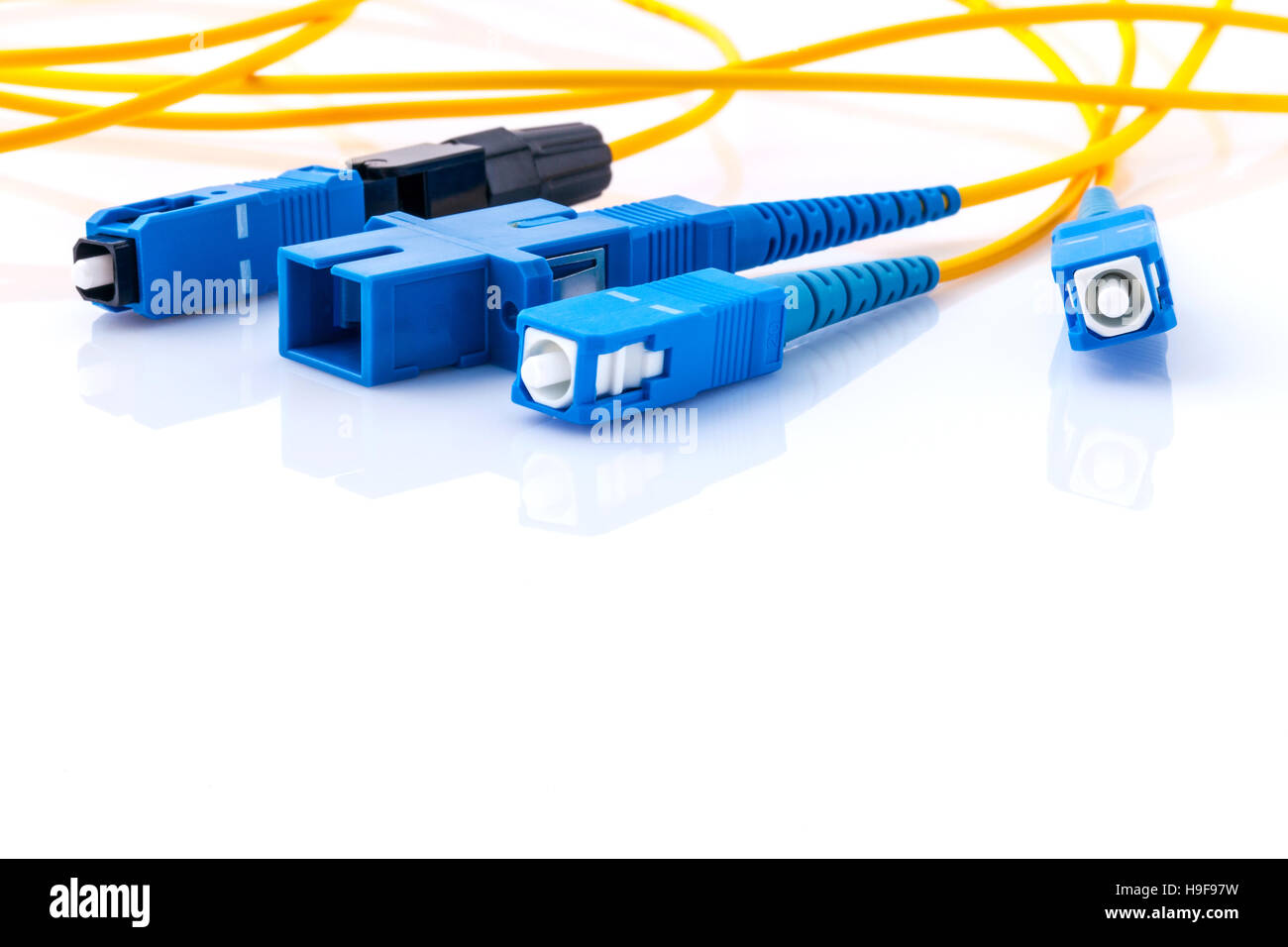 Fiber-Optics Steckverbinder symbolische Foto für schnelles Internet verbinden Stockfoto