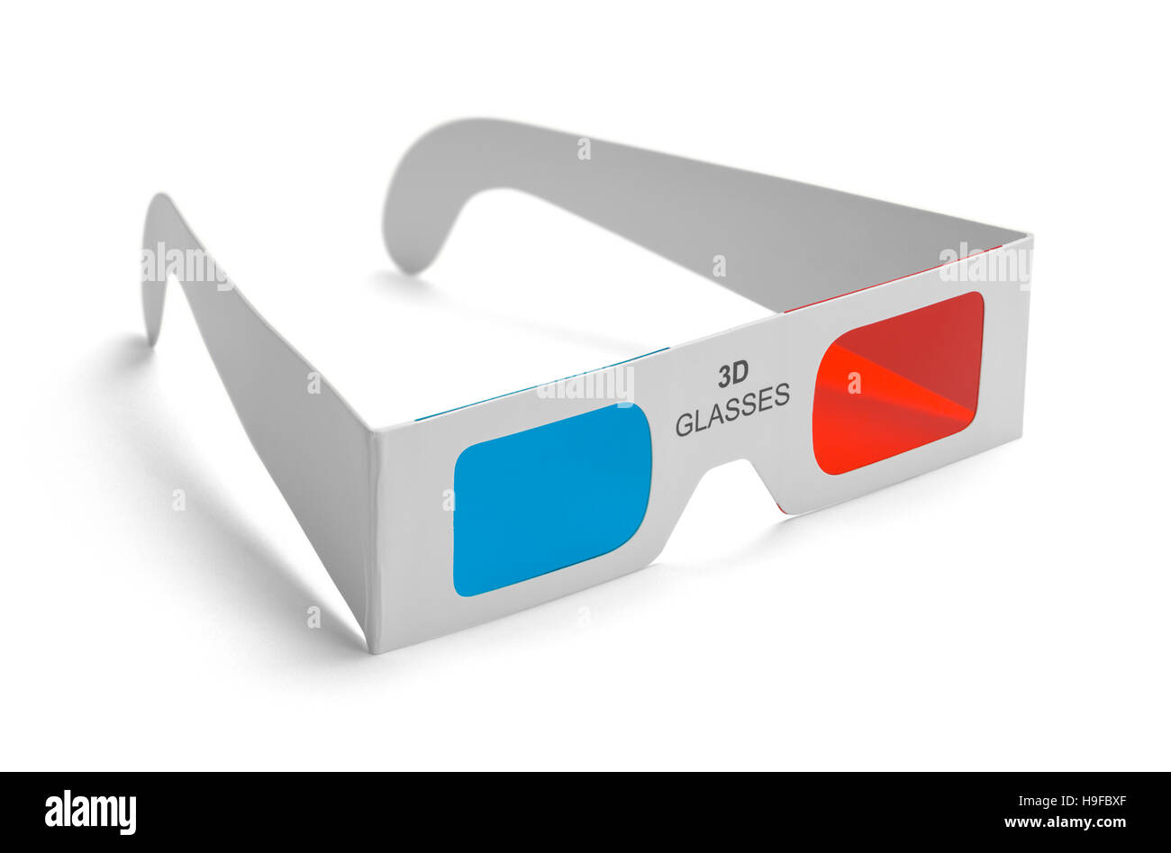 3D-Brille auf weißem Hintergrund. Stockfoto
