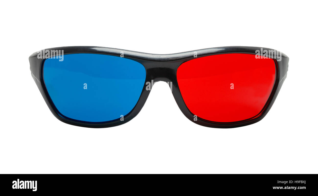 Aus schwarzem Kunststoff 3D-Brille Vorderansicht. Stockfoto
