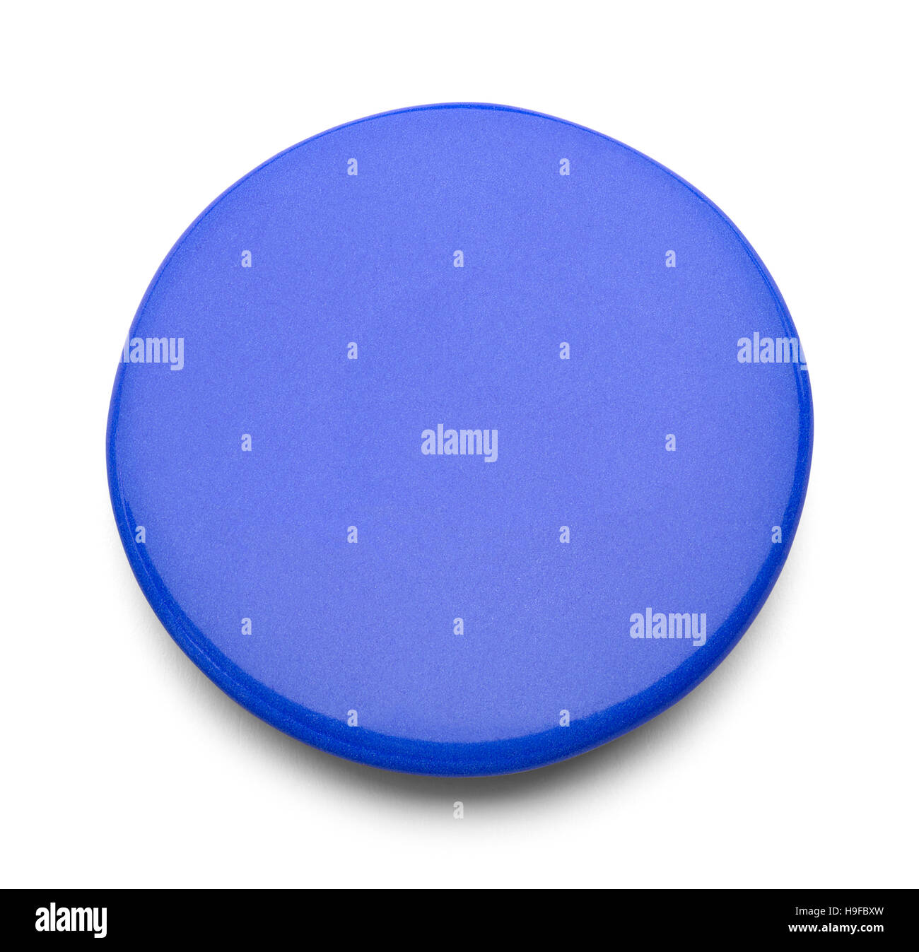 Blau Anstecker mit Kopie Speicherplatz auf weißem Hintergrund. Stockfoto