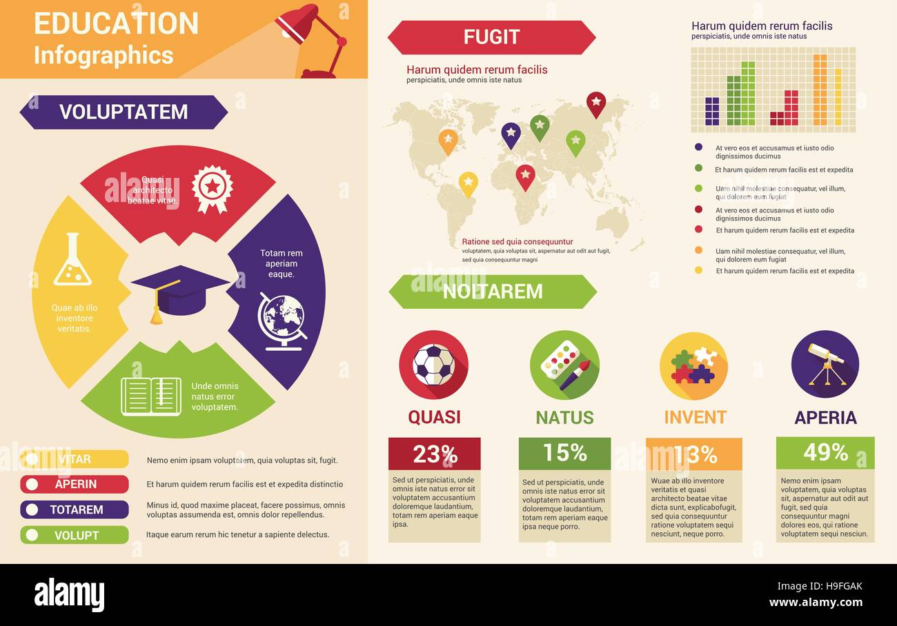 Bildung Poster Tempalte der modernen flaches Design Icons und Infografiken Vektorelemente Stock Vektor