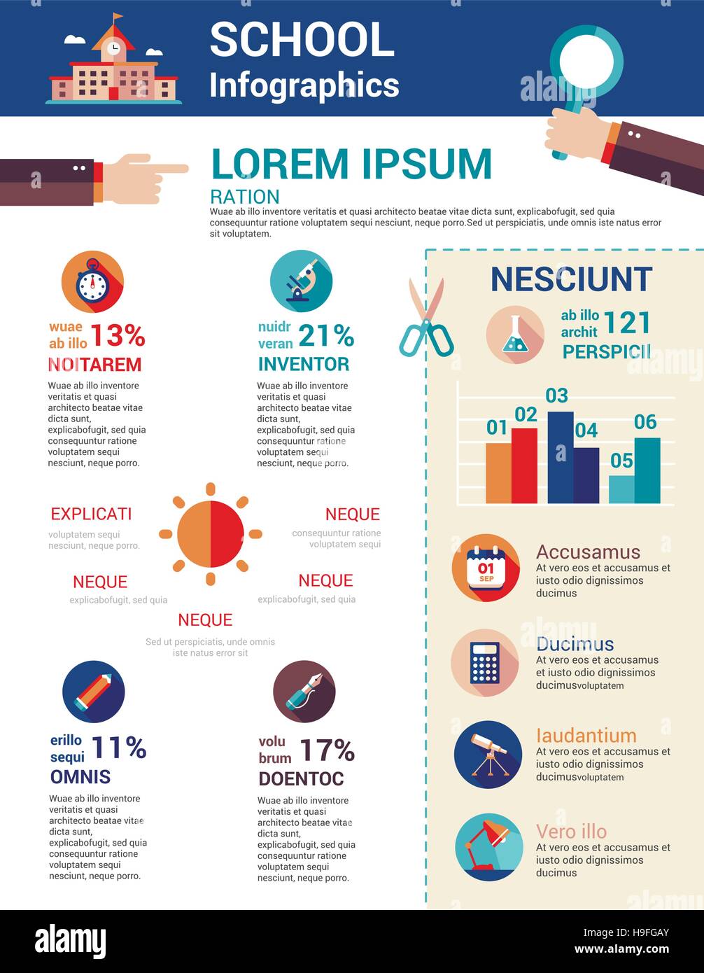 Bildung Poster Tempalte der modernen flaches Design Icons und Infografiken Vektorelemente Stock Vektor