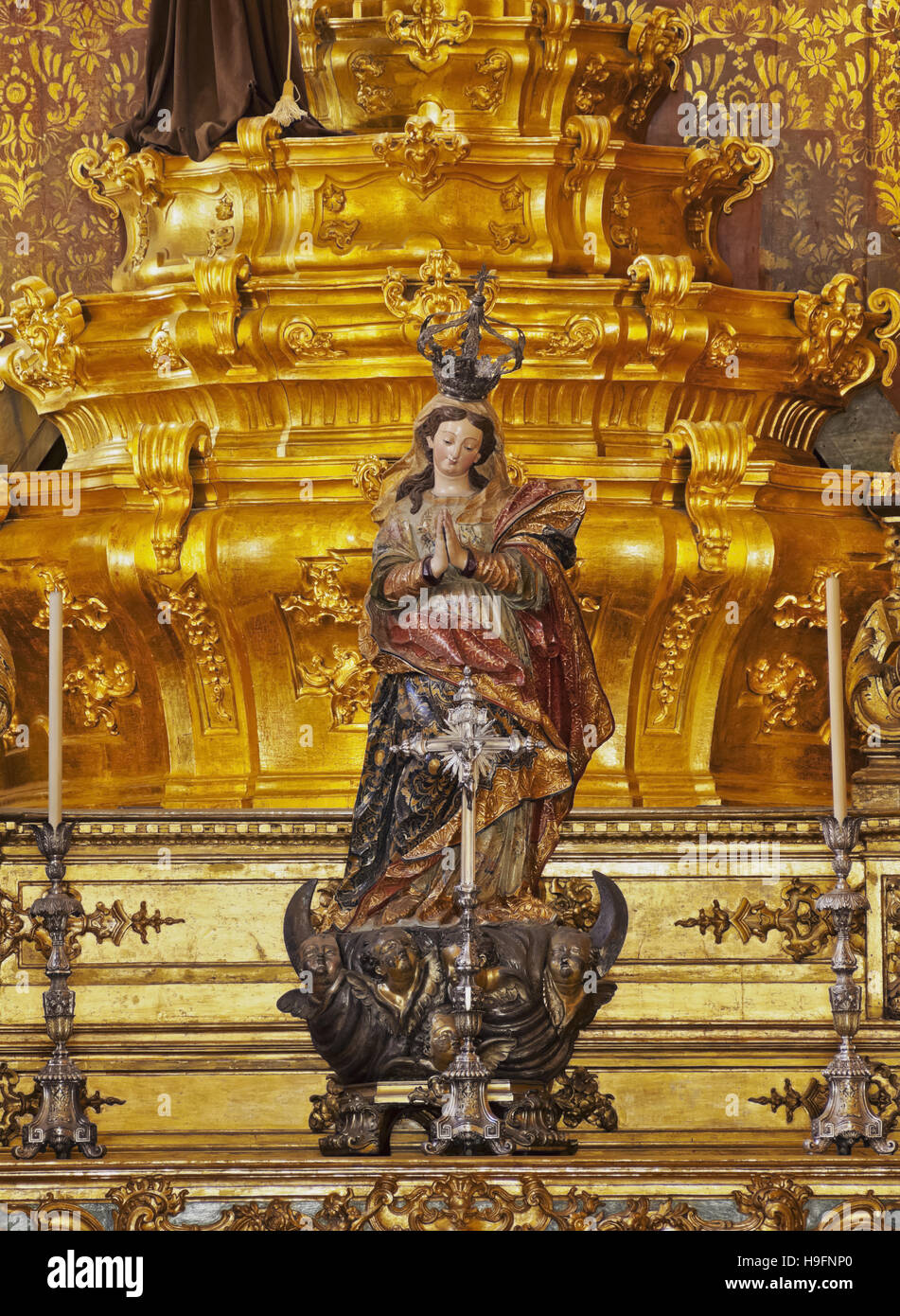 Brasilien, Stadt von Rio De Janeiro, Largo da Carioca, Innenansicht der Kirche von Ordem Terceira de São Francisco da gedacht. Stockfoto