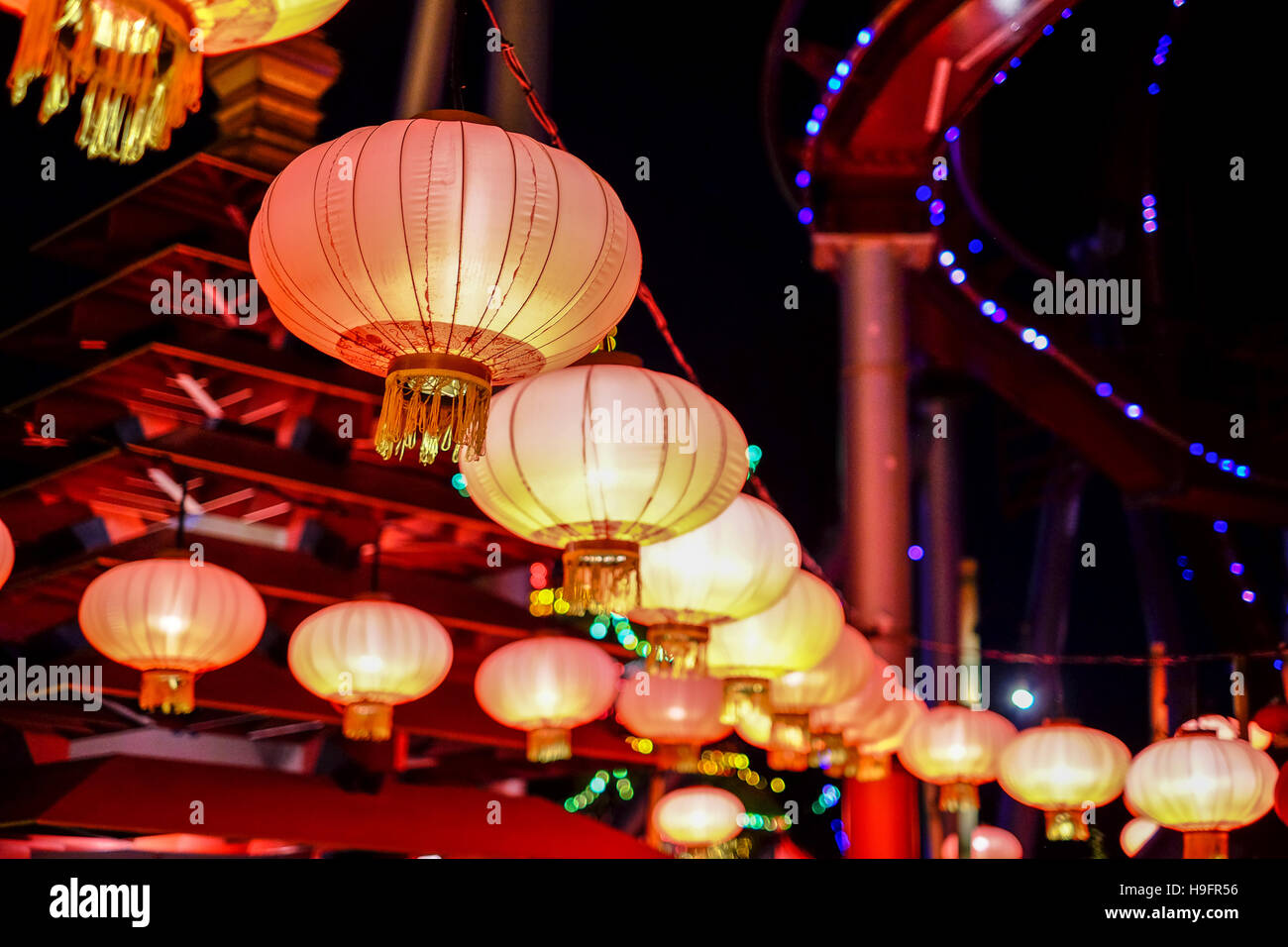 Chinesische Laternen Tivoli Garten Kopenhagen Dänemark Weihnachten