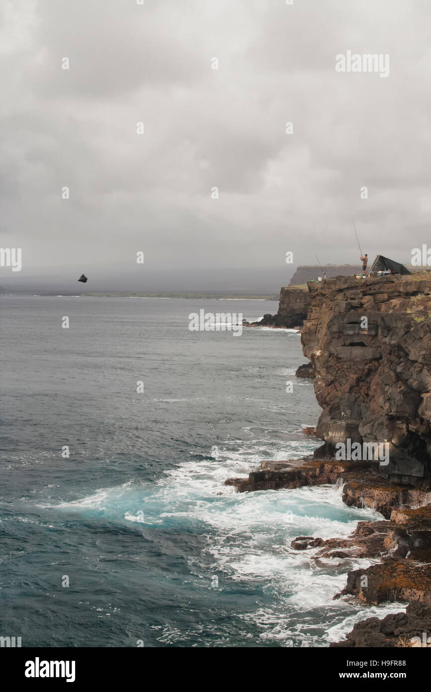 Kite-Fischen am South Point Ka Lae in Hawaii Stockfoto