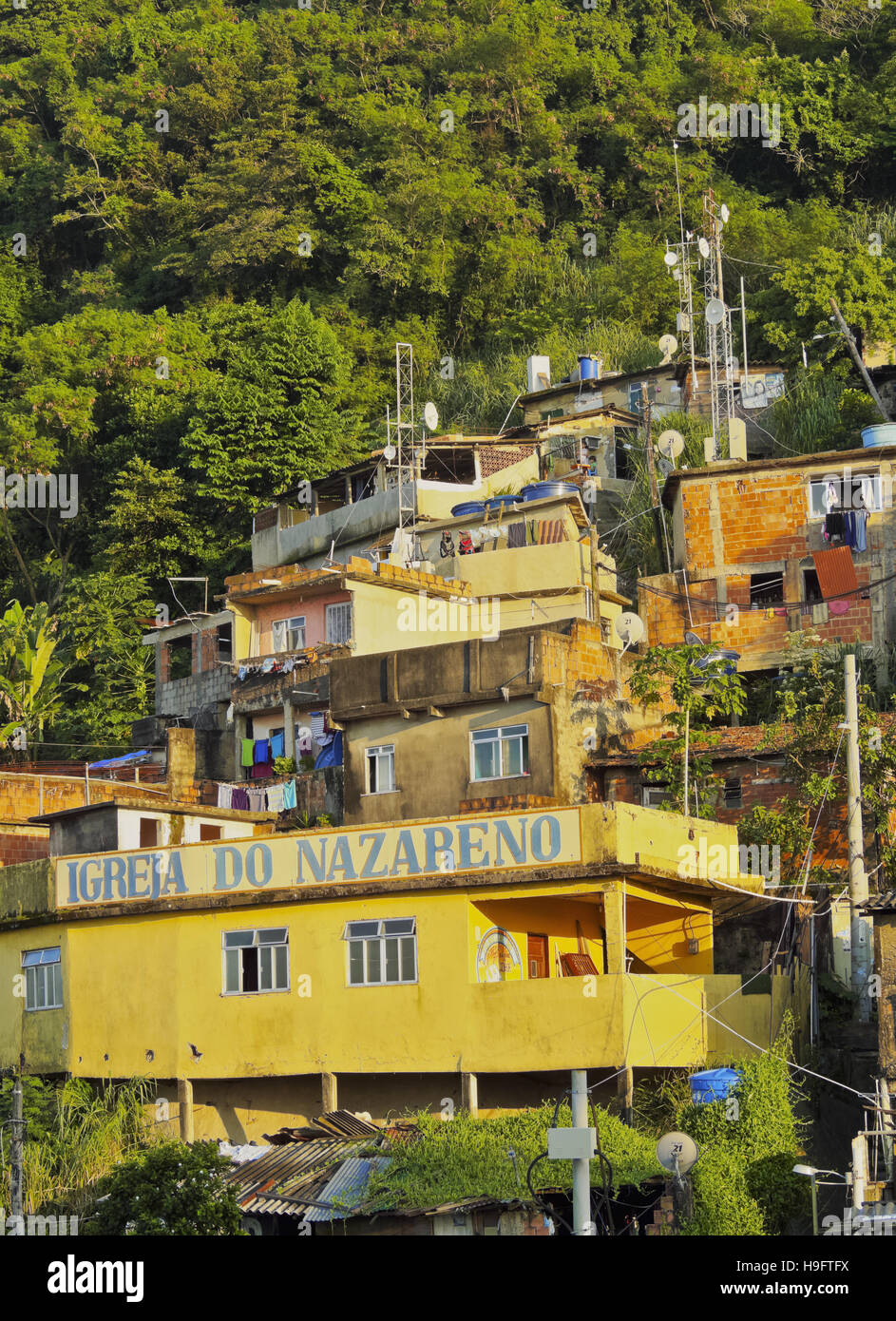 Brasilien, Stadt von Rio De Janeiro, Ansicht von der Favela Santa Marta. Stockfoto