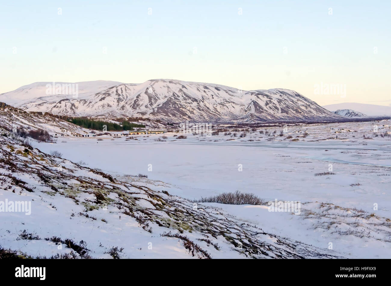 Thingvellir oder "Parlament Plains", dem isländischen Parlament 930 n. Chr. im Thingvellir National Park ansässig. Stockfoto