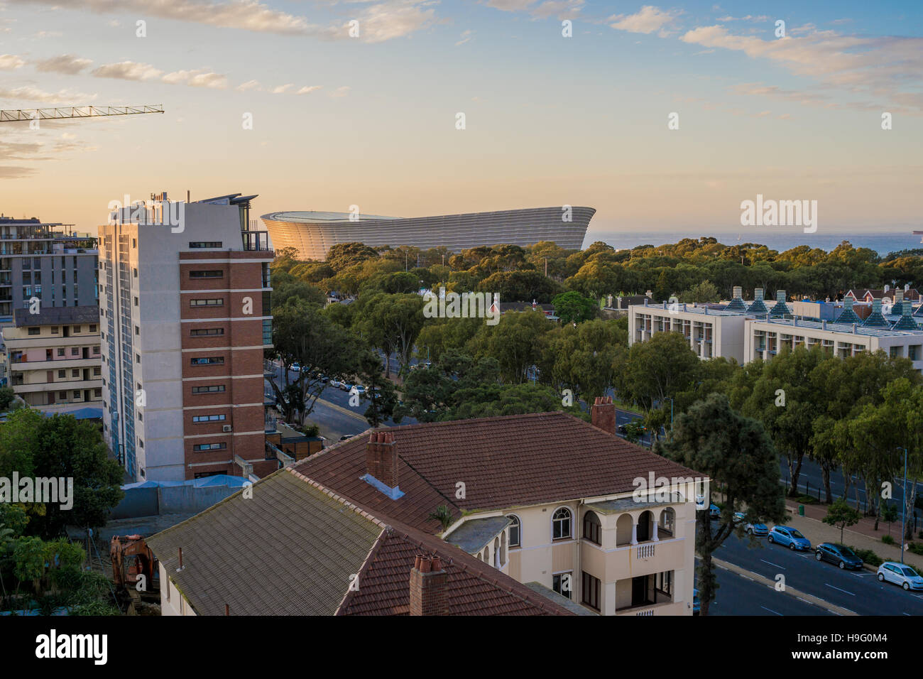 Ansicht der Stadt von Kapstadt mit Blick auf das Stadion von Kapstadt, die Gastgeber der FIFA-WM 2010 Stockfoto