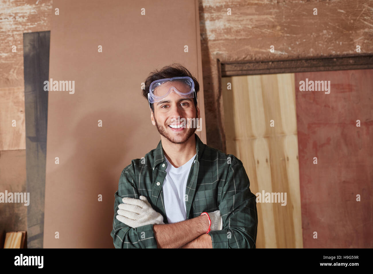 Porträt des Mannes als Handwerker suchen Sie Inhalte Stockfoto