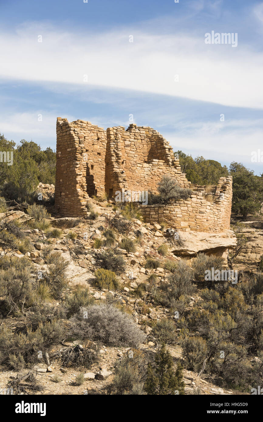 Utah, Hovenweep National Monument, Ancestral Puebloan Ruinen, Halsabschneider Burg Gruppe Stockfoto