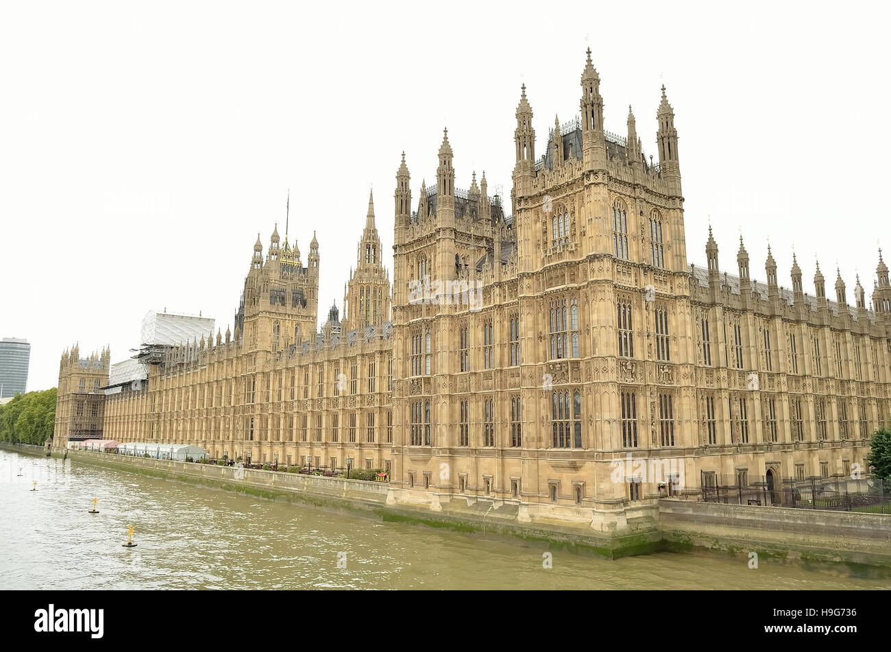 Britische Häuser des Parlaments an der Themse, London Stockfoto