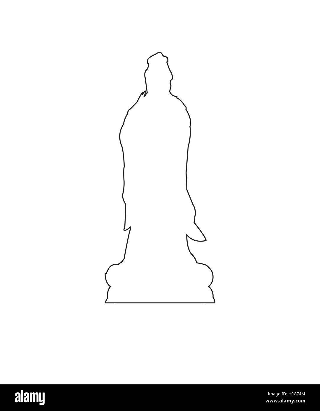 Guanyin Statue Pfad auf dem weißen Hintergrund Stock Vektor