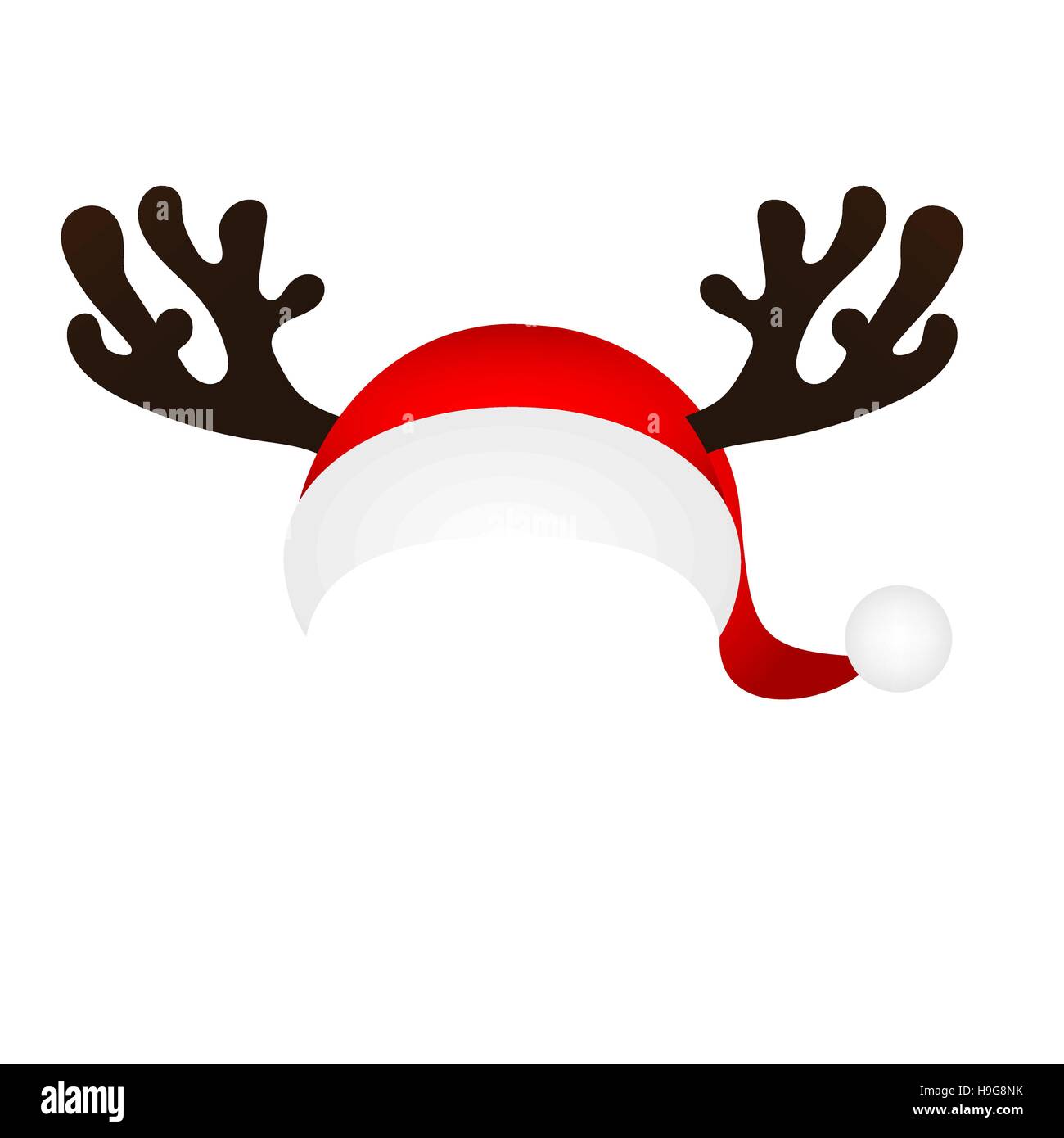 Vorlage für ein lustiges Foto von Santa Claus-Hut und Horn-Weihnachten-R Stock Vektor