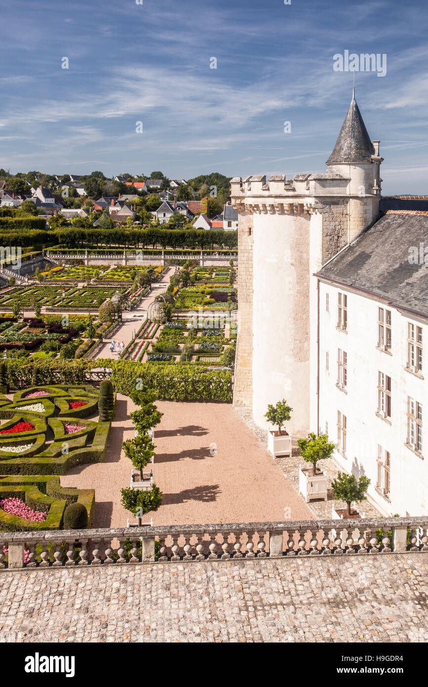 Chateau de Villandry, Villandry, Indre-et-Loire, Frankreich. Stockfoto