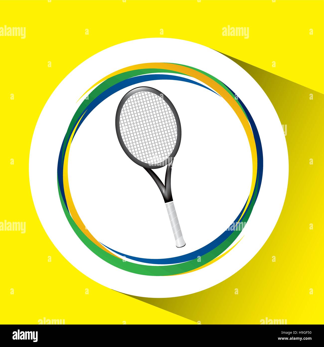 Tennisschläger Tennis Olympiade brasilianische Flagge Farben Vektor Illustration Eps 10 Stock Vektor