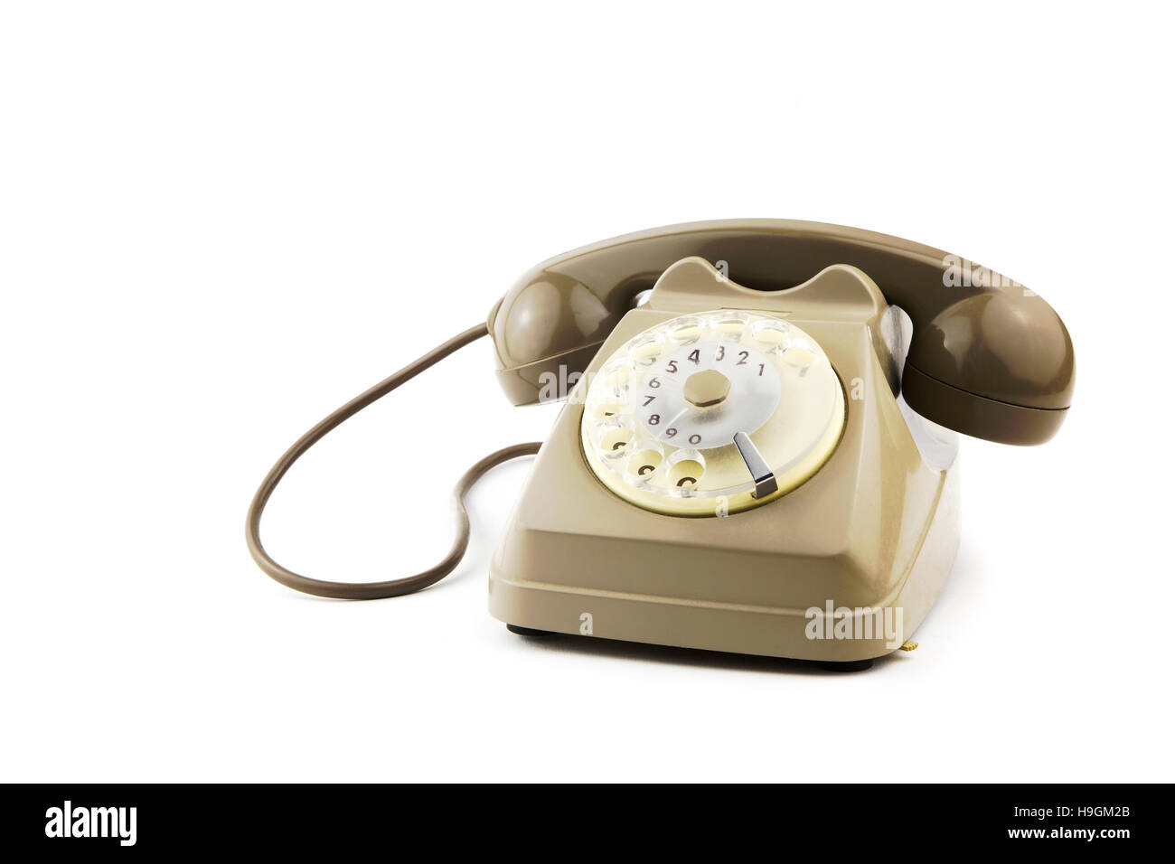 Porträt von alt - Vintage Telefon auf weißem Hintergrund Stockfoto