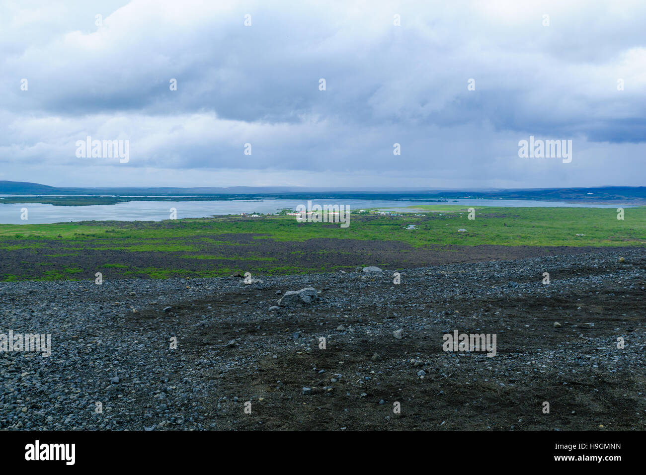 Ansicht des Sees Myvatn aus dem Osten. Nordosten Islands Stockfoto