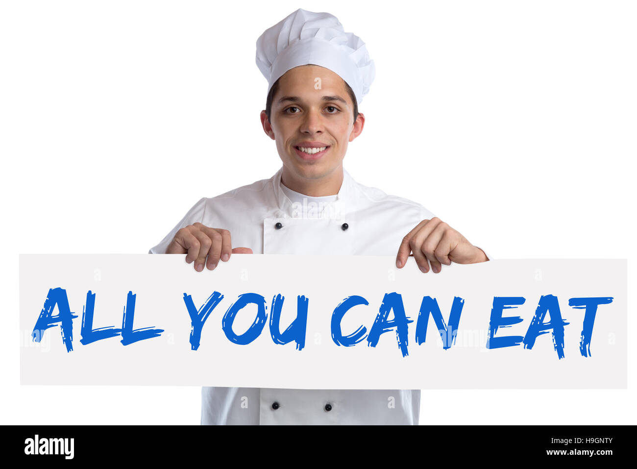 Alles, was Sie Essen am Buffet Essen Mittagessen Abendessen Restaurant essen können kochen, Kochen, auf einem weißen Hintergrund isoliert Stockfoto