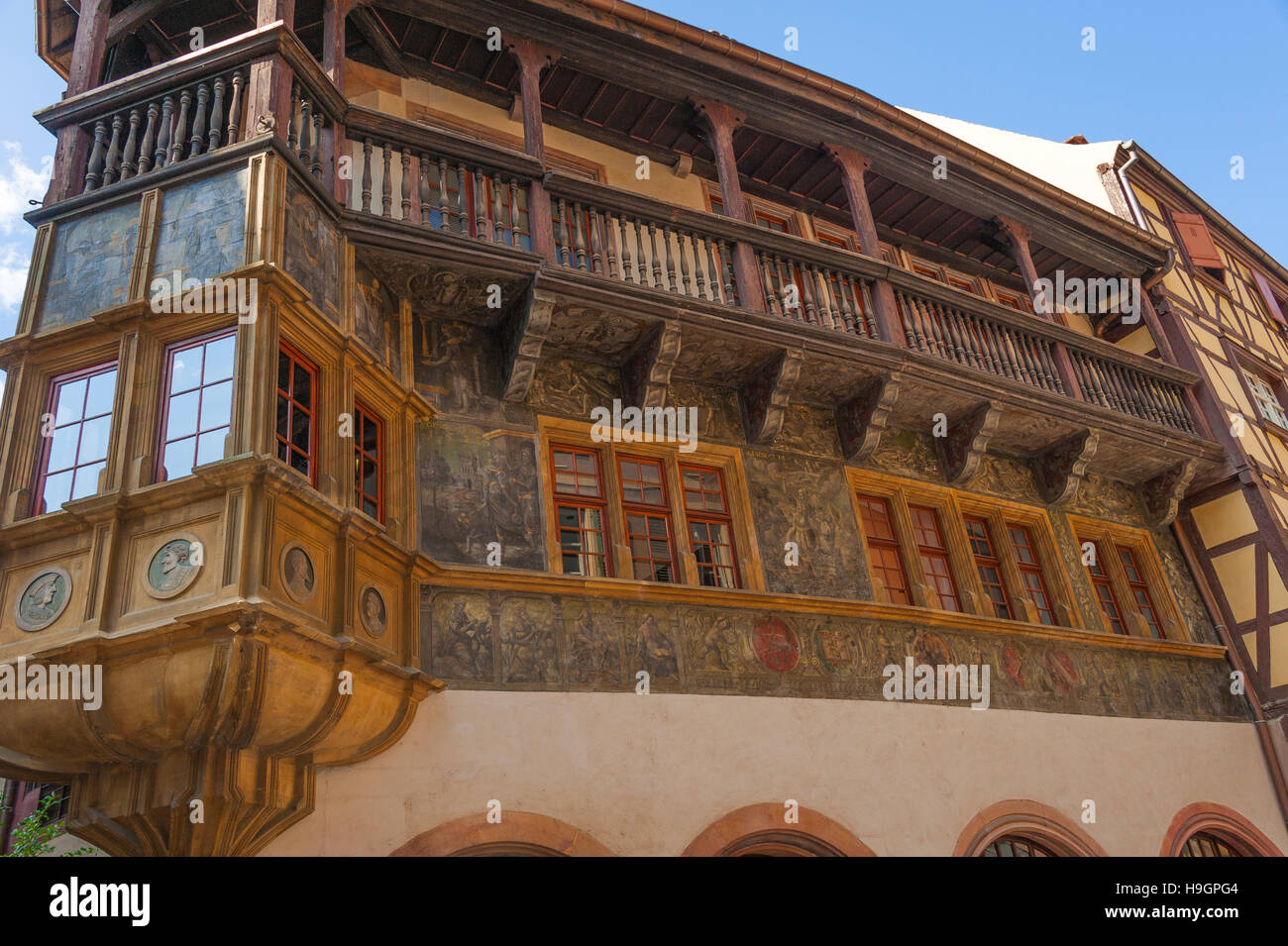 Das Pfister House in Colmar, Architektur der Renaissance, landschaftlich malerische Stadt des Elsass, Frankreich Stockfoto