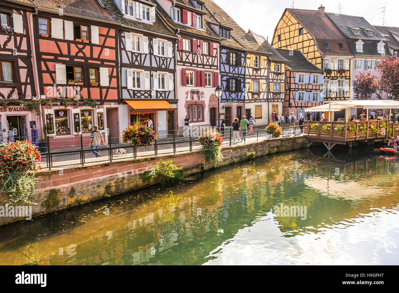 Colmar, ehemaligen Häuser der Fischer, Teil der alten Stadt kleines Venedig genannt, landschaftlich malerische Stadt, Elsass, Frankreich Stockfoto