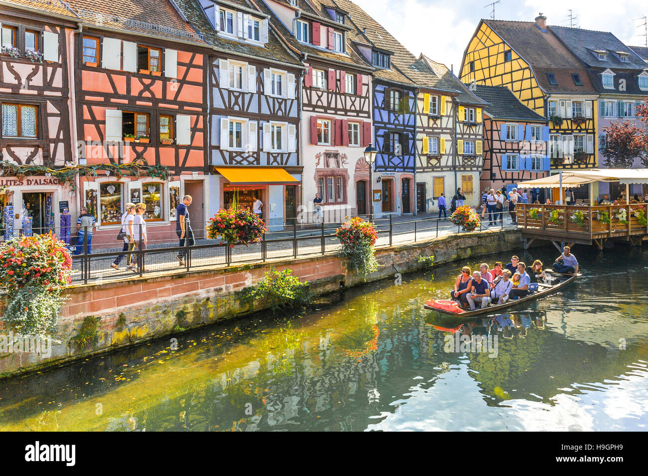 Colmar, ehemaligen Häuser der Fischer, Teil der alten Stadt kleines Venedig genannt, landschaftlich malerische Stadt, Elsass, Frankreich Stockfoto