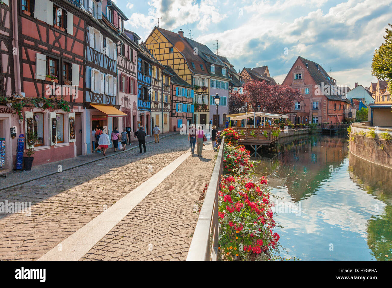 Colmar, ehemaligen Häuser der Fischer, Teil der alten Stadt kleines Venedig genannt, landschaftlich malerische Stadt, Elsass, Frankreich Stockfoto