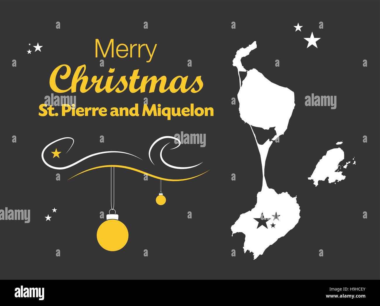 Frohe Weihnachten Abbildung Thema mit Karte von Saint-Pierre und Miquelon Stock Vektor
