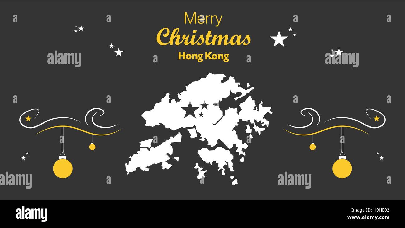 Frohe Weihnachten-Abbildung-Thema mit Karte von Hong Kong Stock Vektor