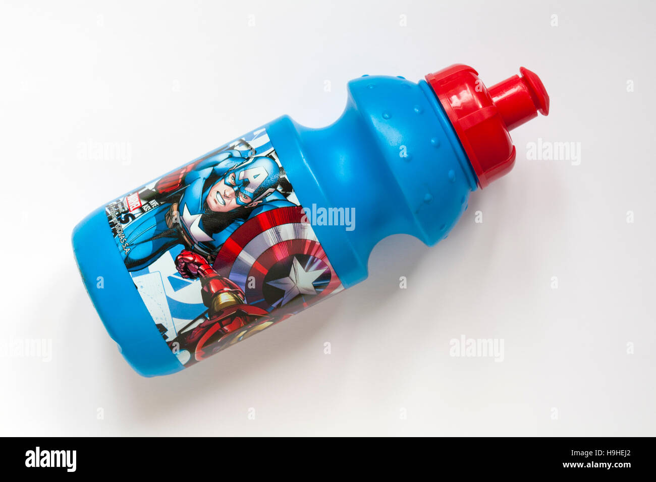 Das Kind Wunder Avengers Trinkflasche auf weißem Hintergrund - Trinkflasche, Trinkflasche Stockfoto