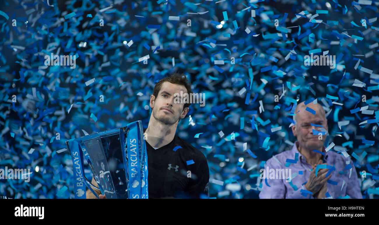 Barclays ATP World Tour Finals 2016 Singles Präsentation Partei, Andy Murray Nummer eins der Welt, The O2, London. © Sportsimages Stockfoto