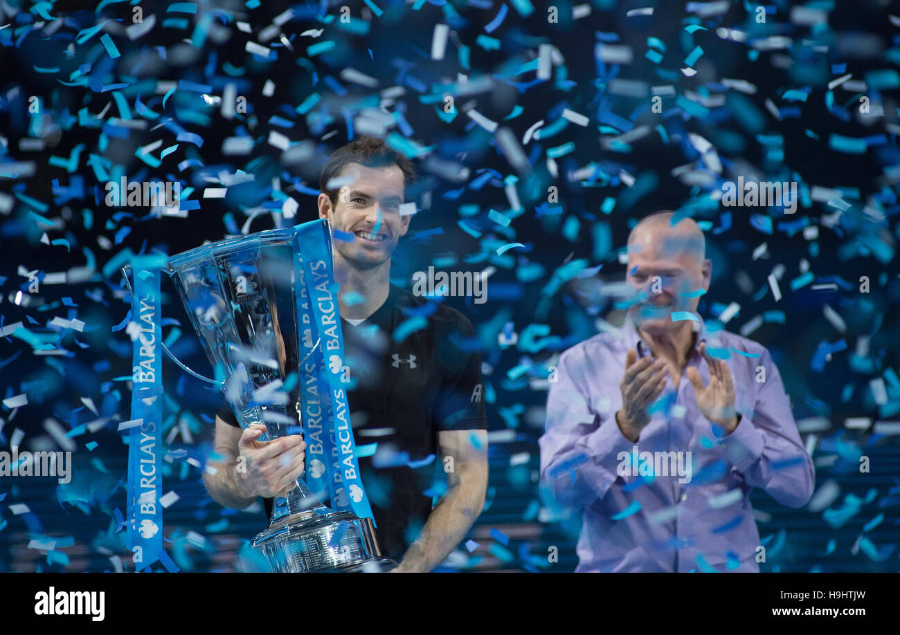 Barclays ATP World Tour Finals 2016 Singles Präsentation Partei, Andy Murray Nummer eins der Welt, The O2, London. © Sportsimages Stockfoto