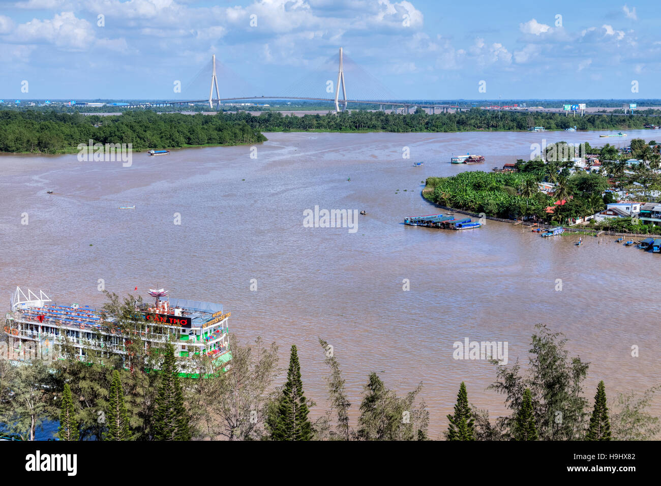 Can Tho Brücke, Hau Fluss Mekong Delta, Vietnam, Asien Stockfoto