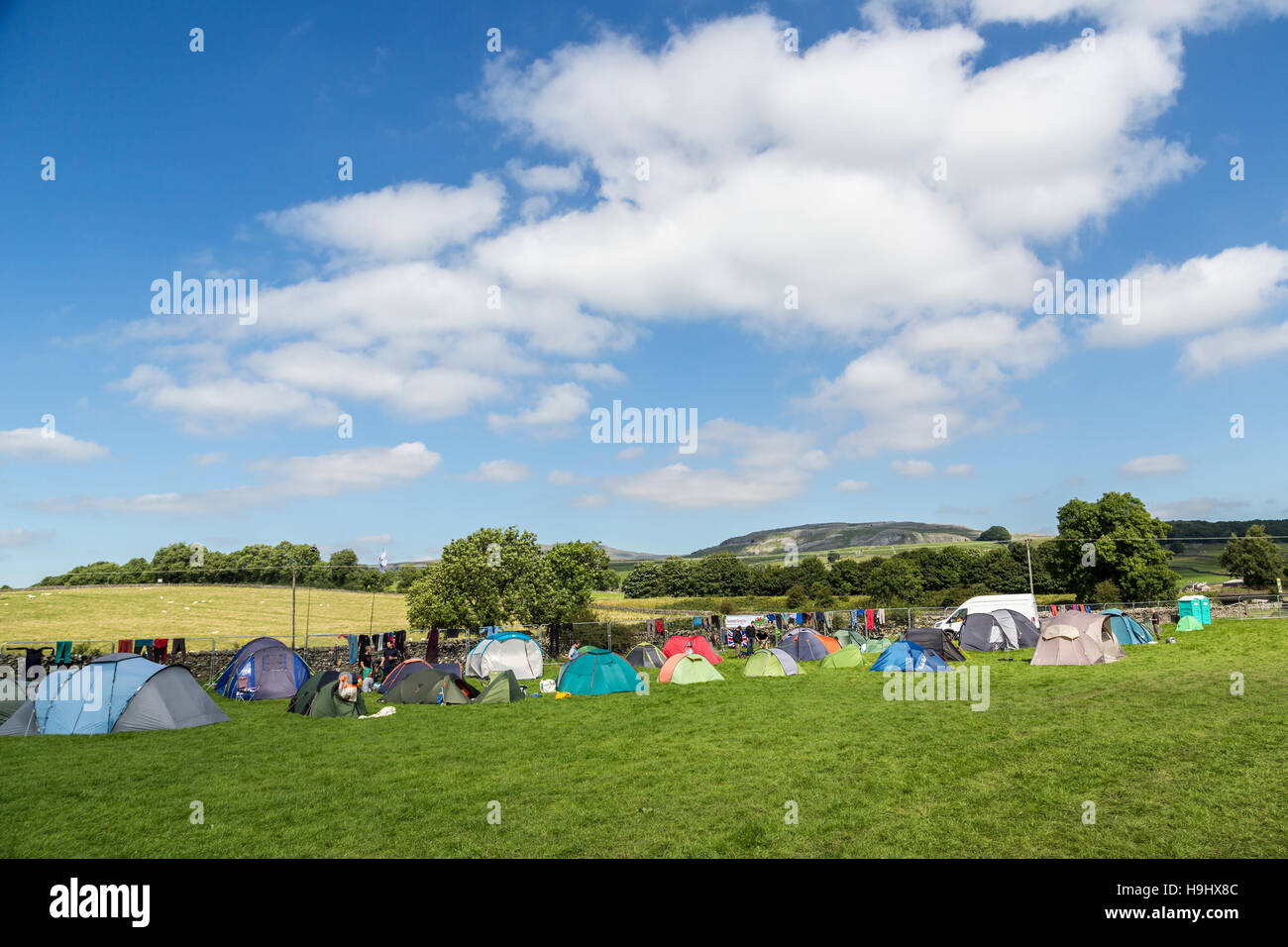 Campingplatz, Yorkshire, Großbritannien Stockfoto