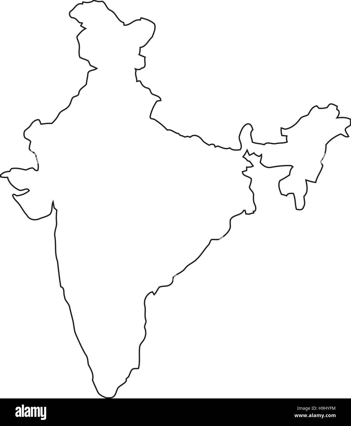 Landkarte Indien Linie Stock Vektor
