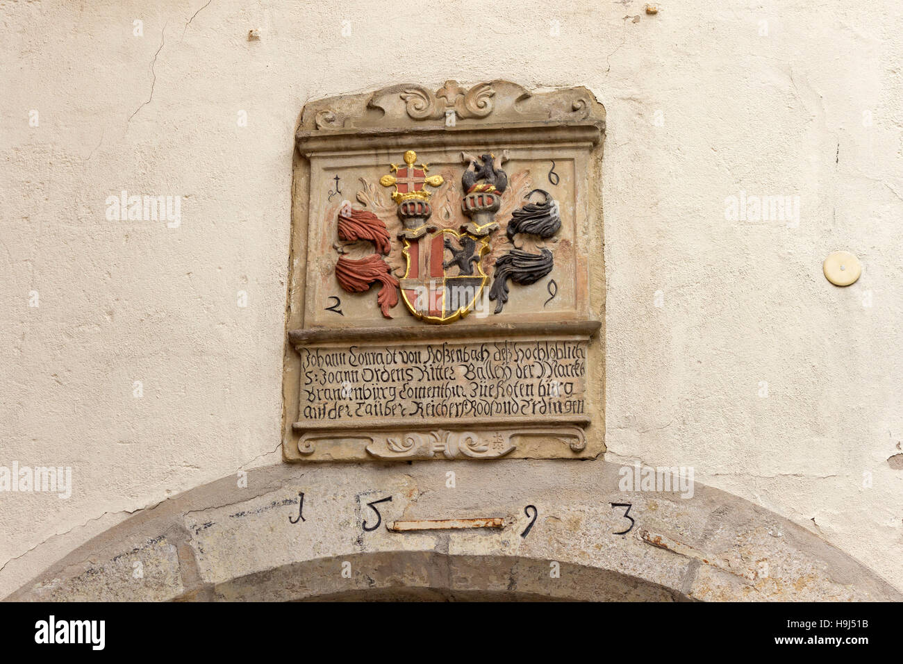 Wappen, Altstadt, Rothenburg Ob der Tauber, Franken, Bayern, Deutschland Stockfoto
